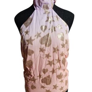 LoveShackFancy Pink and Gold Patterned Top